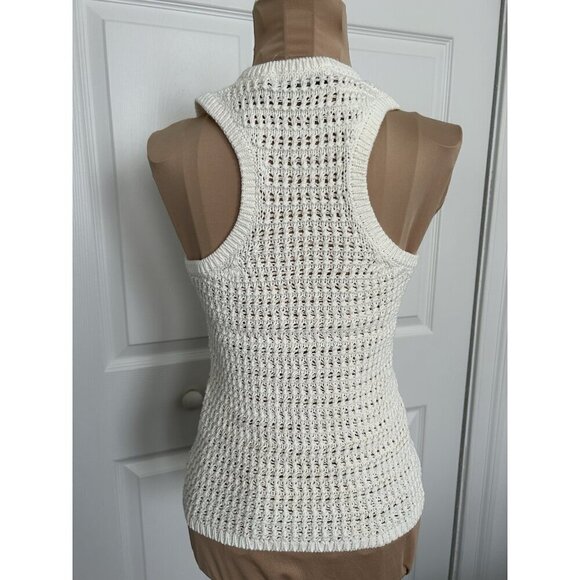 Madewell Crochet Tank Top Knit Crewneck Sweater Boho Ivory Racerback NO992 XXS - Picture 5 of 10